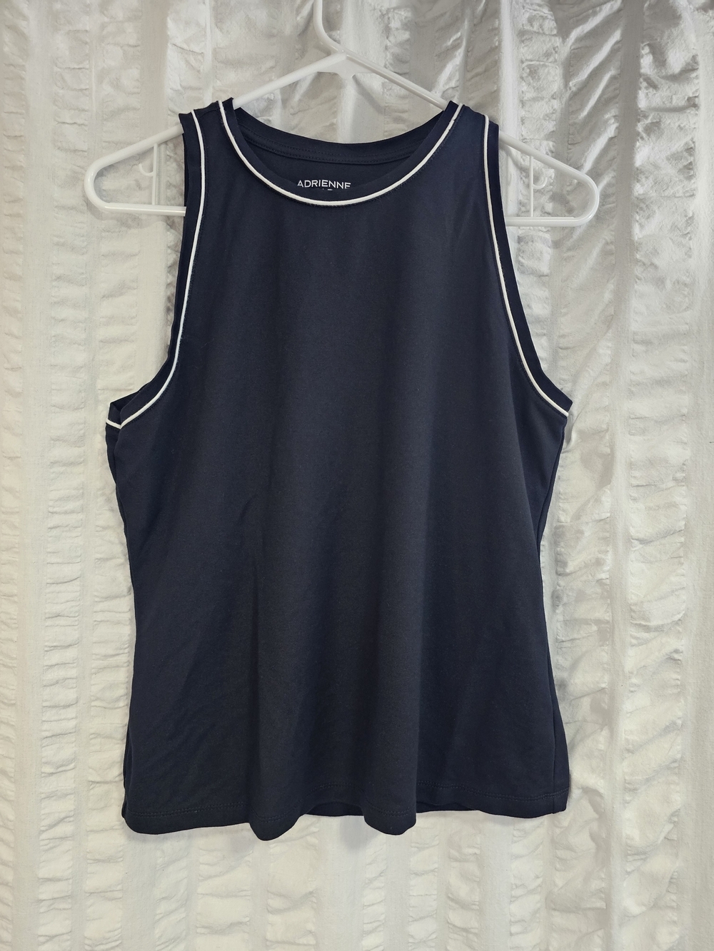 Adrienne Vittadini Black Tank Top with White Trim Womens Large